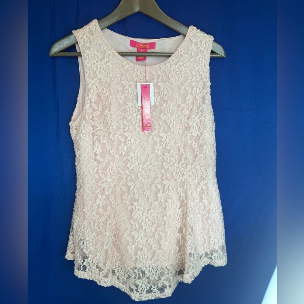 COPY - NEW CATHERINE MALANDRINO PINK LACE SHIRT SIZE PM NEW W/TAGS MSRP $68